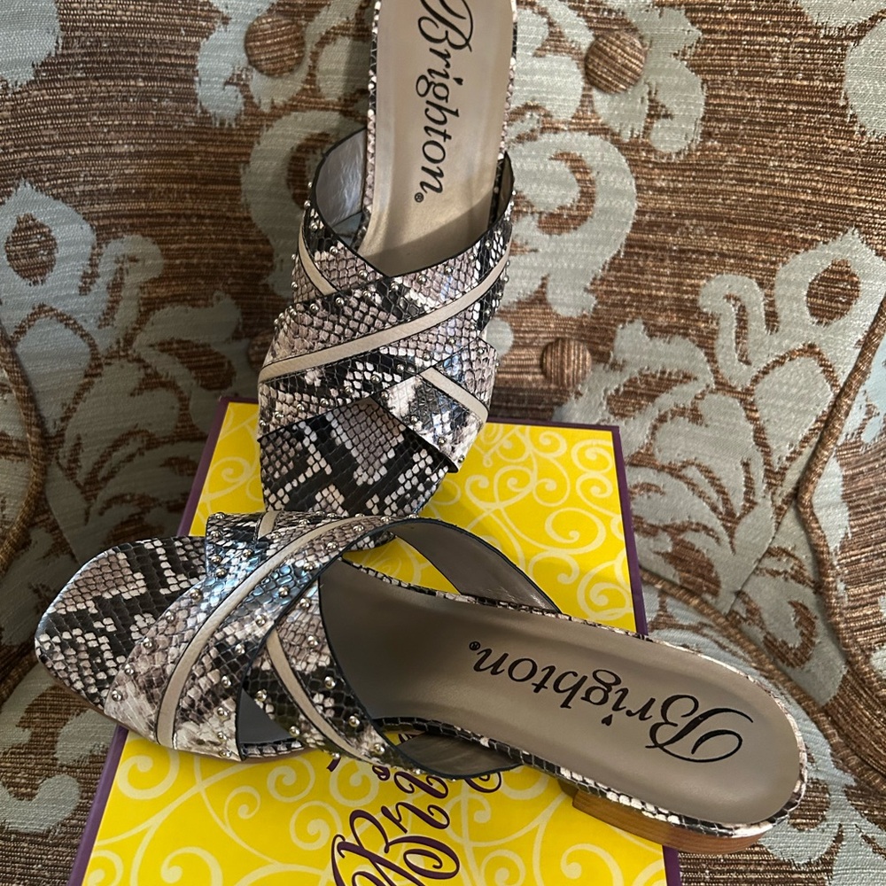 Brighton Women's Snakeskin Sandals - Brown & Cream